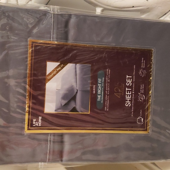 Grey Life At Home Queen Size Sheet Set NWT - Picture 3 of 6